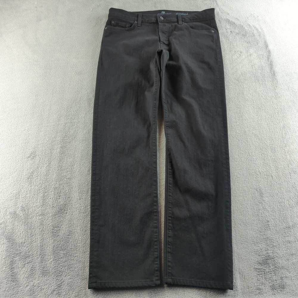 7 For All Mankind Jeans Mens 34x32 Black Standard Straight Stretch Made in USA